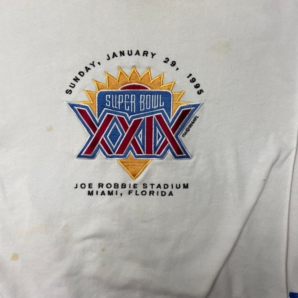 Vintage Super Bowl XXIX Crewneck Sweatshirt Mens XXL White 1994 Starter - Picture 2 of 12
